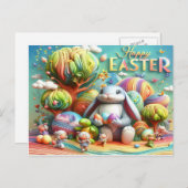 Magisch land paashaas feestdagenkaart (Voorkant / Achterkant)