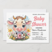 Magisch land uitprintbare koe baby shower kaart (Voorkant)