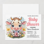 Magisch land uitprintbare koe baby shower kaart (Voorkant / Achterkant)