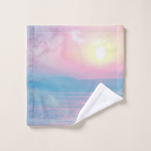Magisch landschap in roze zonsondergang bad handdoek (Wasdoekje)
