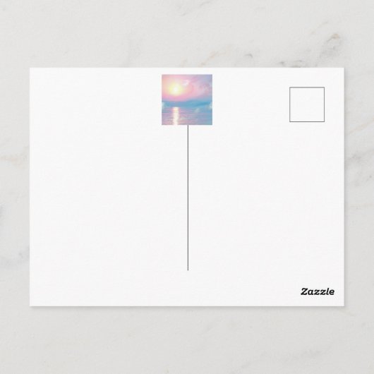 Magisch landschap in roze zonsondergang briefkaart (Achterkant)