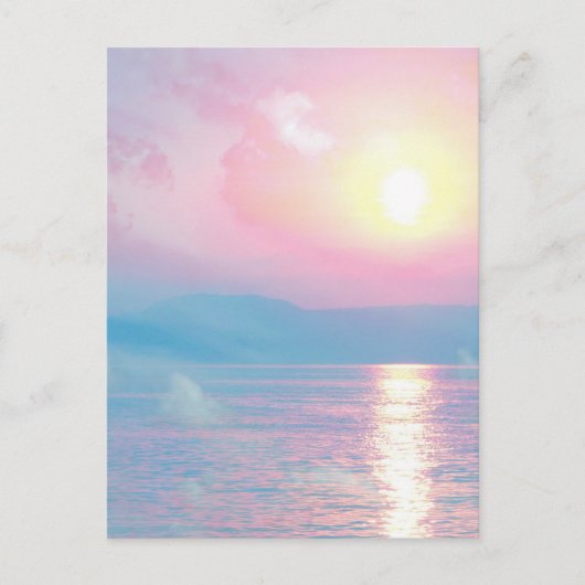 Magisch landschap in roze zonsondergang briefkaart (Voorkant)