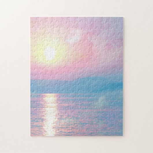 Magisch landschap in roze zonsondergang legpuzzel (Verticaal)