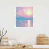 Magisch landschap in roze zonsondergang poster (Keuken)