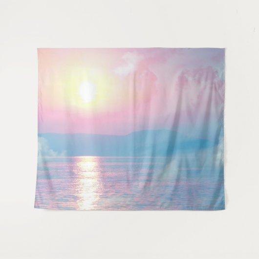 Magisch landschap in roze zonsondergang wandkleed (Voorkant (horizontaal))