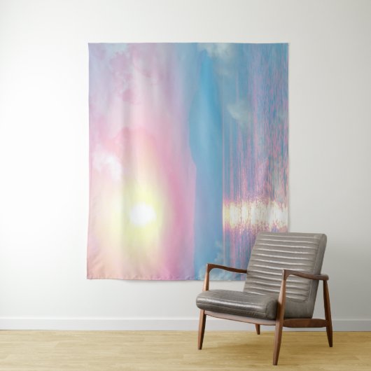 Magisch landschap in roze zonsondergang wandkleed (In situ)