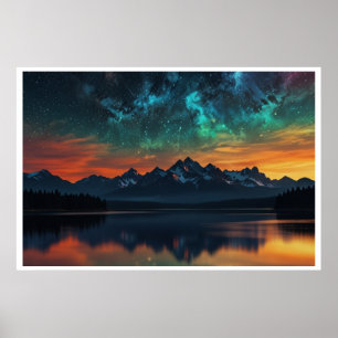 Magisch landschap met noorderlicht poster