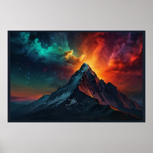 Magisch landschap met noorderlicht poster (Voorkant)