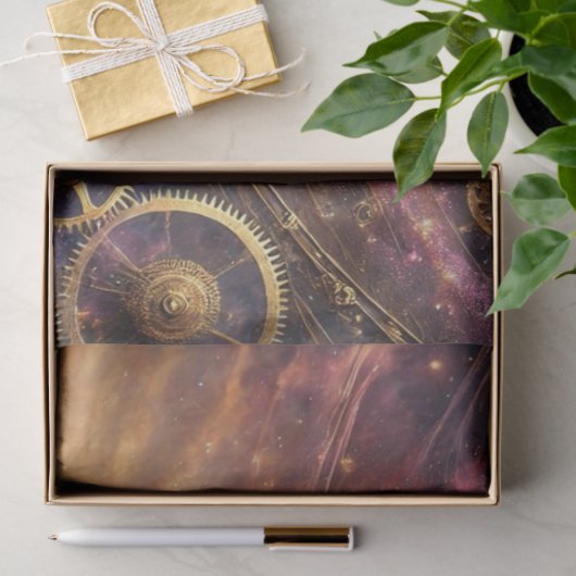 Magisch landschap Steampunk Cat Cosmic Decoupage Tissuepapier (Geschenk)