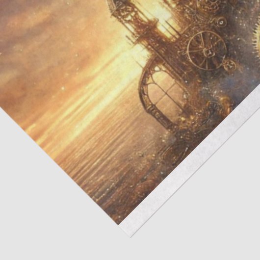 Magisch landschap Steampunk Cat Cosmic Decoupage Tissuepapier (Detail)