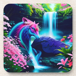 Magisch Landschap Waterval en Bloemen Twee Bier Onderzetter