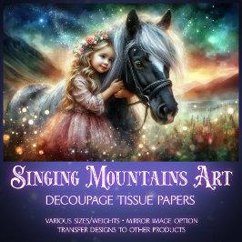 Magisch landschapsmeisje met paardenontkoppeling tissuepapier