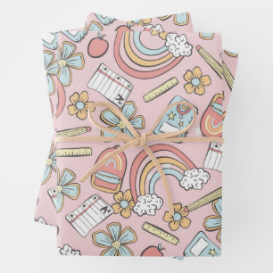 Magisch leerschoolpatroon inpakpapier vel