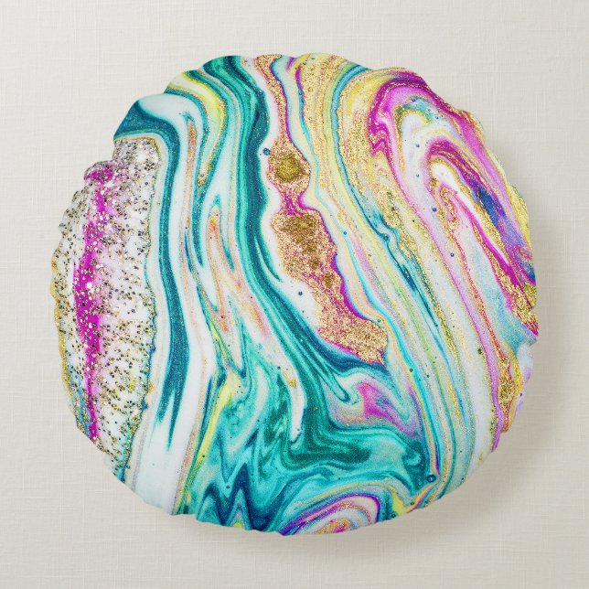 Magisch Markeren: Metallic Paint Design. Rond Kussen (Voorkant)