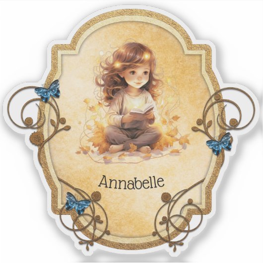 Magisch meisje dat een boek leest sticker (Voorkant)