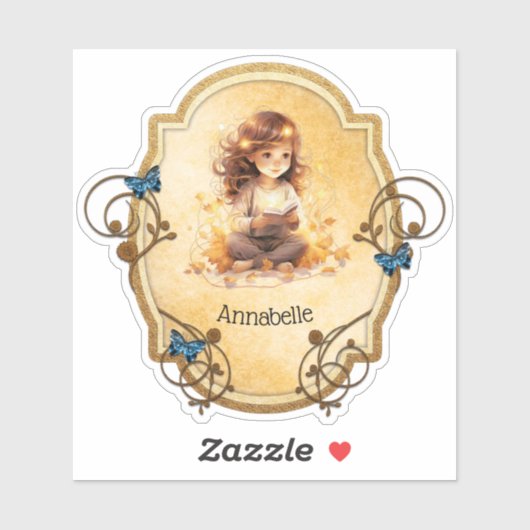 Magisch meisje dat een boek leest sticker (Vel)