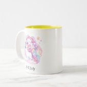 magisch meisje dat met unicorn rijdt | Japans dier Tweekleurige Koffiemok (Voorkant links)