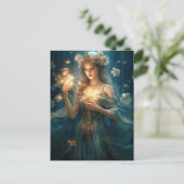 Magisch Meisje En Bloemen Fantasy Art Briefkaart (Staand voorkant)