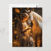 Magisch Meisje en Paard Fantasy Art Briefkaart (Voorkant / Achterkant)