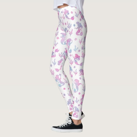 Magisch Mermaid Pattern op White Leggings (Links)