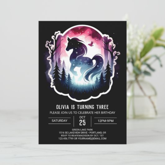 Magisch minimalistisch paard verjaardag kaart (Staand voorkant)