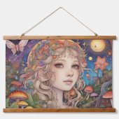 Magisch Mystiek Fantasy Meisje Hangend Wandkleed (Voorkant)