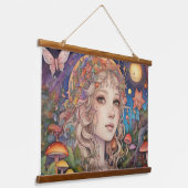 Magisch Mystiek Fantasy Meisje Hangend Wandkleed (Gebogen)