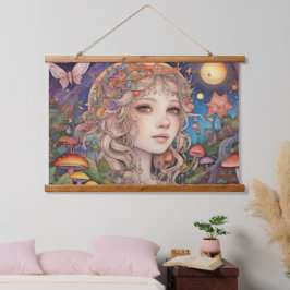 Magisch Mystiek Fantasy Meisje Hangend Wandkleed