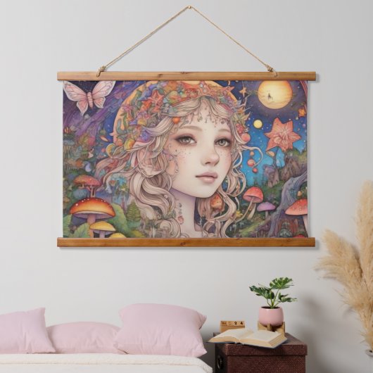 Magisch Mystiek Fantasy Meisje Hangend Wandkleed (Slaapkamer)