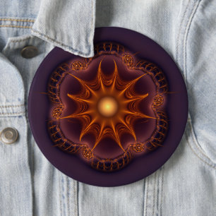 Magisch mystiek fee fractaal patroon ronde button 6,0 cm