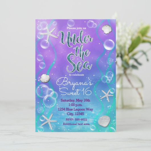 Magisch onder de uitnodiging van de Birthday-Zee (Staand voorkant)