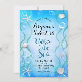 Magisch Onder De Zee Aqua Blauw Sweet 16 Verjaarda Kaart