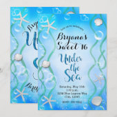 Magisch onder het Zee Aqua Blue Sweet 16 Birthday Kaart (Voorkant / Achterkant)