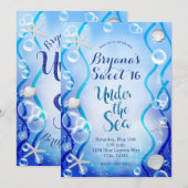 Magisch onder het Zee Blue Fade Sweet 16 Birthday Kaart (Voorkant / Achterkant)