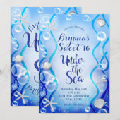 Magisch onder het Zee Blue Fade Sweet 16 Birthday Kaart (Voorkant / Achterkant)