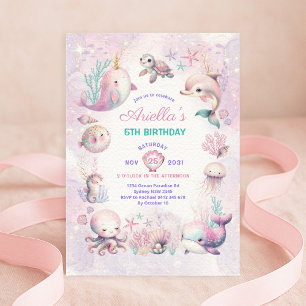 Magisch onder het Zee Ocean Animals Girl Birthday Kaart
