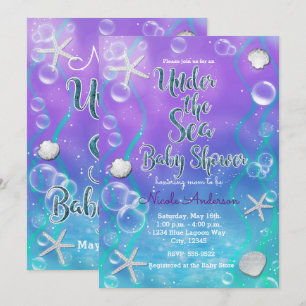 Magisch onder het Zee Paars Blauwgroen Baby shower Kaart