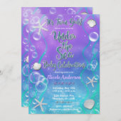 Magisch onder het Zee Paars Twins Baby shower Kaart (Voorkant / Achterkant)