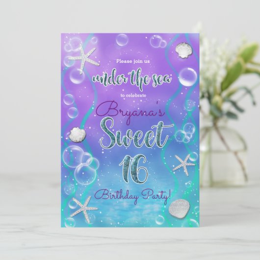 Magisch onder het Zee Sweet 16 16e verjaardag Kaart (Staand voorkant)