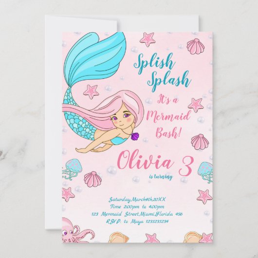 Magisch onder het Zee uitnodigen Kaart (Voorkant)