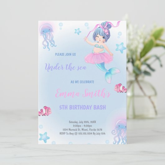 Magisch onder het Zee Uitnodigingen voor Meisjes (Staand voorkant)