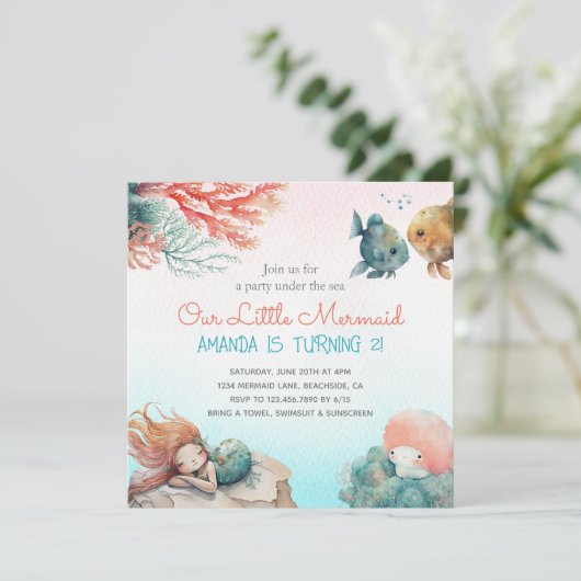 Magisch onder het Zee Waterverf meisje Kaart (Staand voorkant)