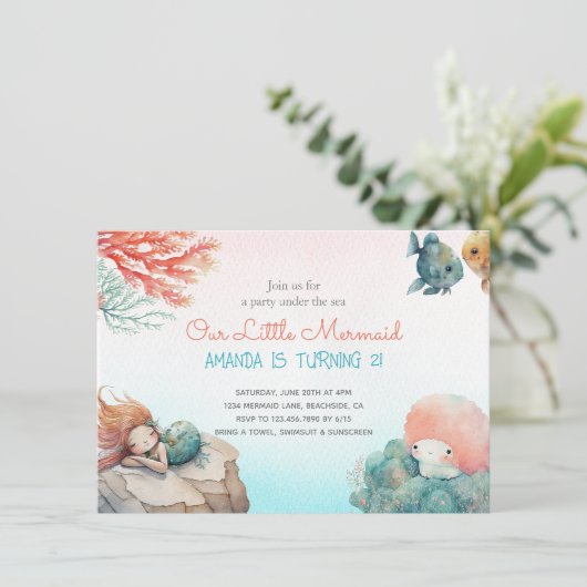 Magisch onder het Zee Waterverf Verjaardag Kaart (Staand voorkant)