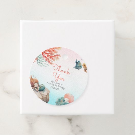 Magisch onder het Zee Waterverf verjaardagsfeestje Bedankjes Labels (In situ)