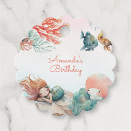 Magisch onder het Zee Waterverf verjaardagsfeestje Bedankjes Labels