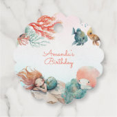 Magisch onder het Zee Waterverf verjaardagsfeestje Bedankjes Labels (Achterkant)