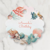 Magisch onder het Zee Waterverf verjaardagsfeestje Bedankjes Labels (Voorkant)