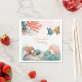 Magisch onder het Zee Waterverf verjaardagsfeestje Servet (Insitu)