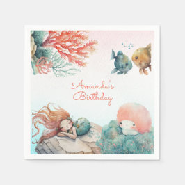 Magisch onder het Zee Waterverf verjaardagsfeestje Servet