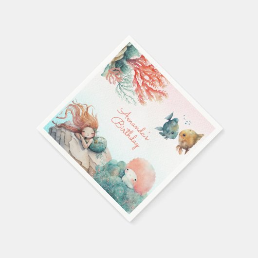 Magisch onder het Zee Waterverf verjaardagsfeestje Servet (Hoek)